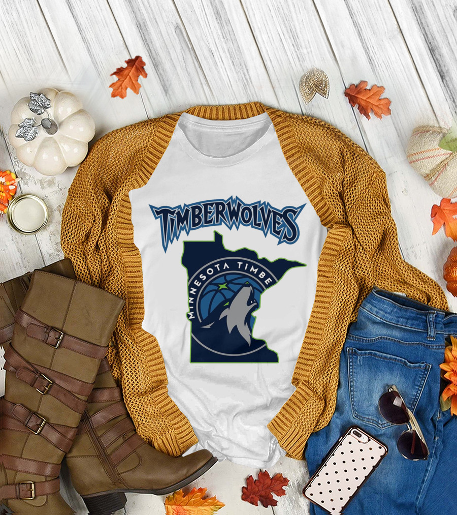 Minnesota Timberwolves Logo Map T-Shirt