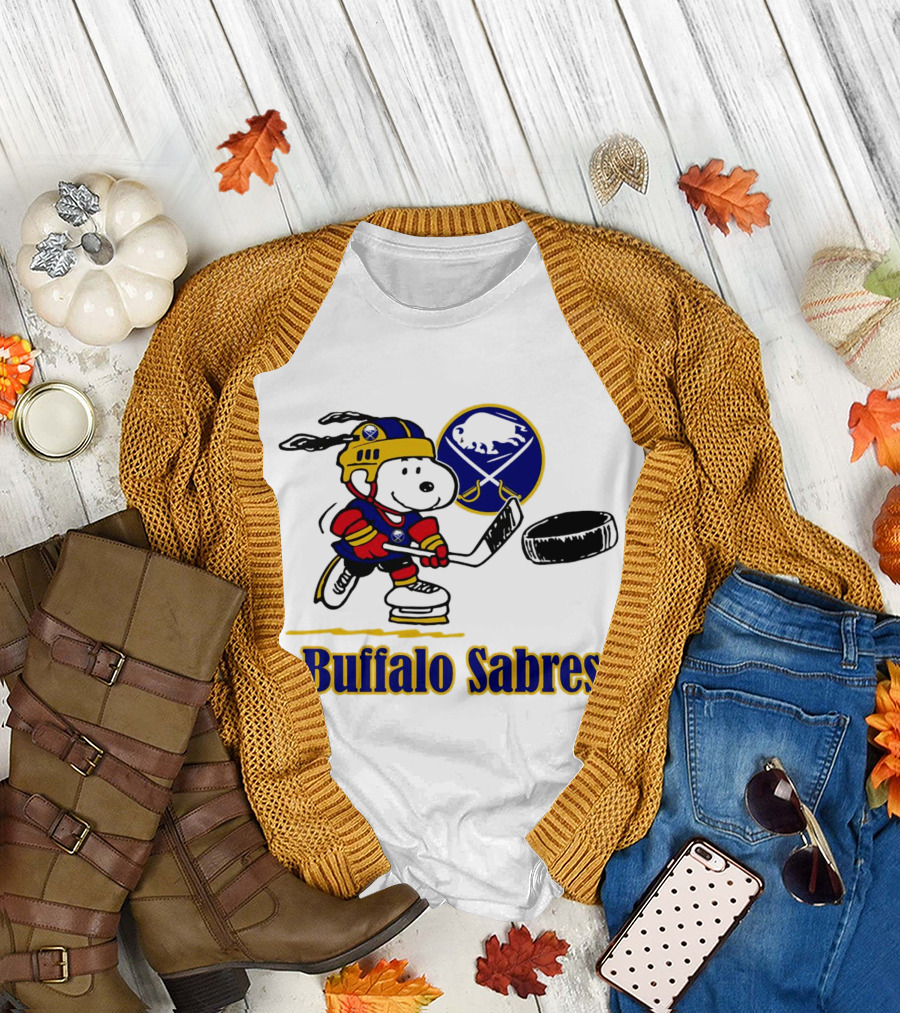 Snoopy Buffalo Sabres Hockey Player with Puck T-Shirt