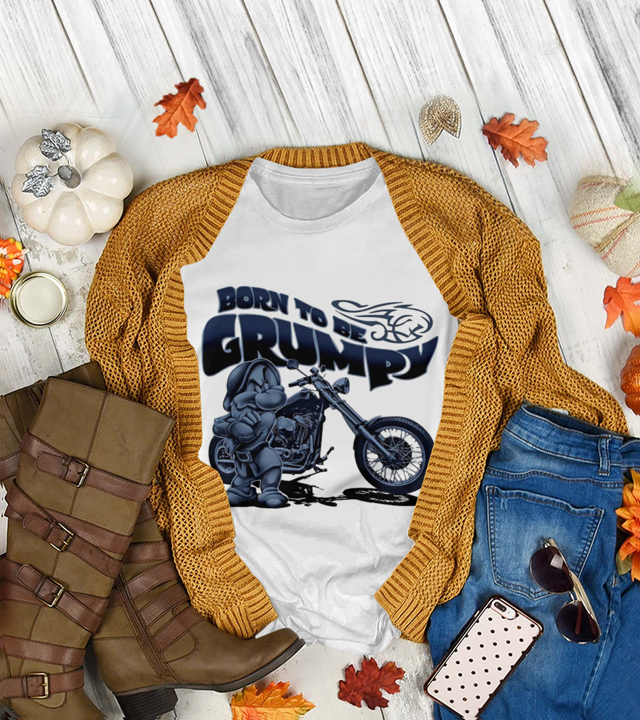 Born to be Grumpy Motorcycle with Character and Chopper T-Shirt