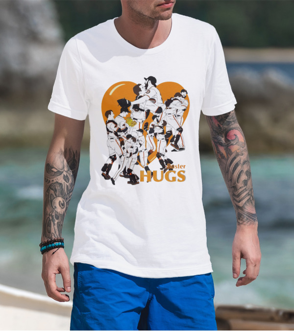 Buster Hugs San Francisco Giants Orange Heart Players Embrace T-Shirt