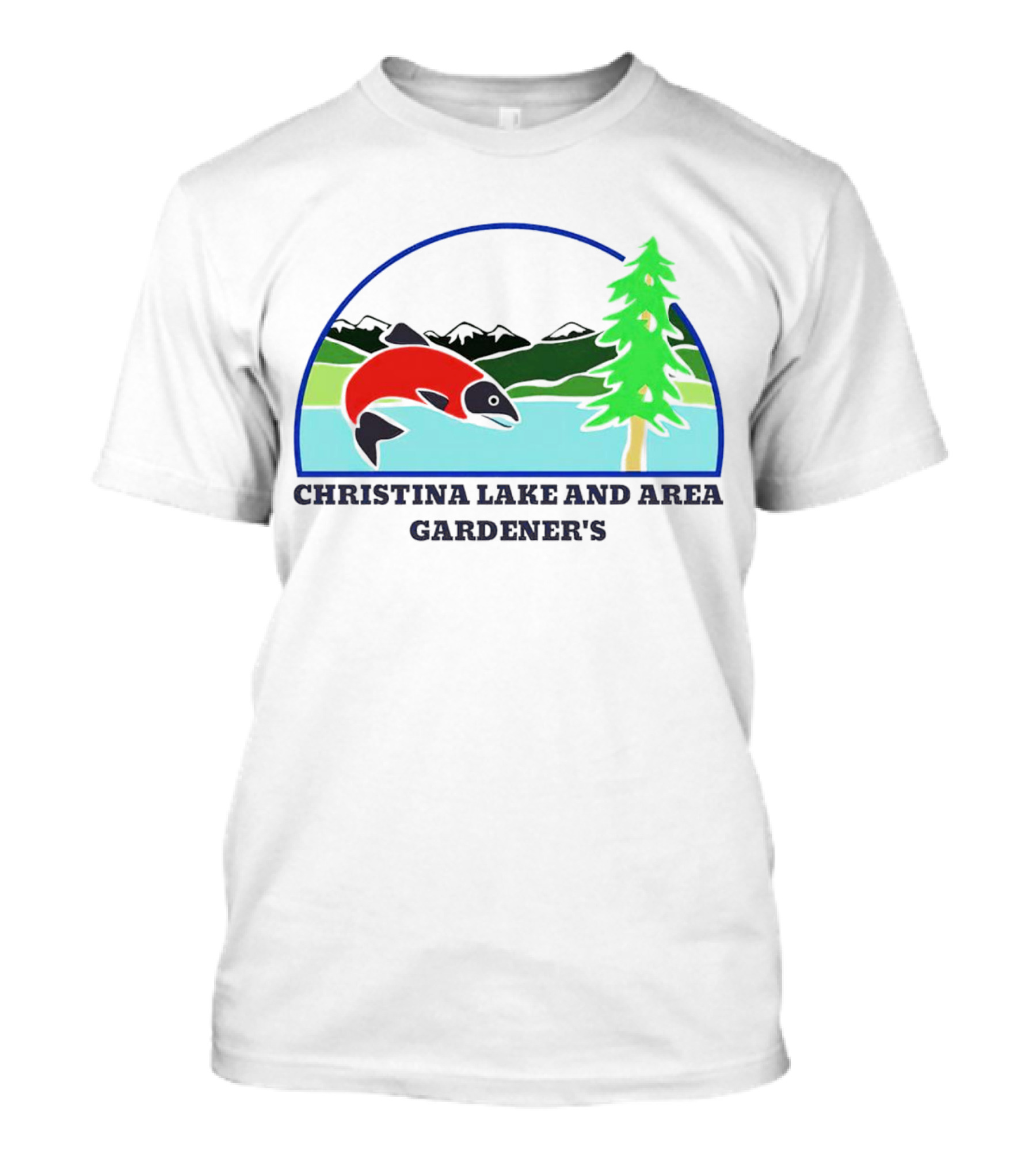 Christina Lake And Area Gardener’s Salmon And Evergreen Landscape T-Shirt