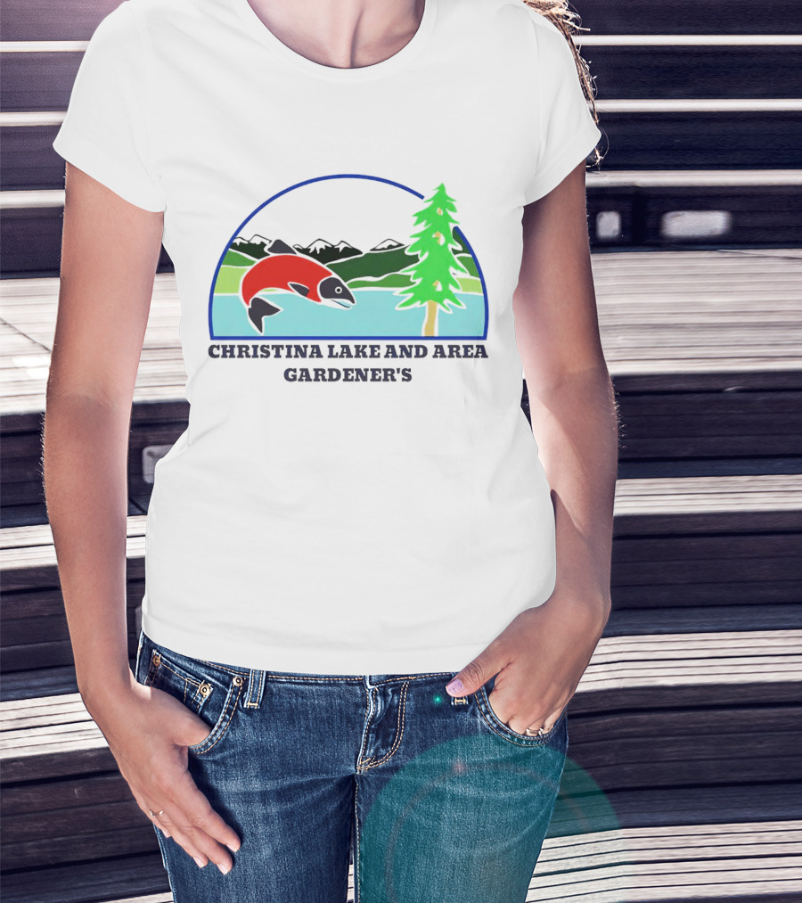 Christina Lake And Area Gardener’s Salmon And Evergreen Landscape T-Shirt