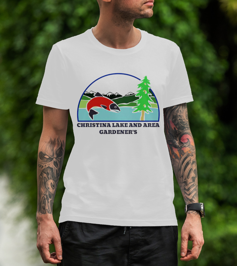 Christina Lake And Area Gardener’s Salmon And Evergreen Landscape T-Shirt
