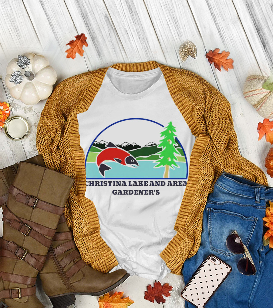 Christina Lake and Area Gardener’s Salmon and Evergreen Landscape T-Shirt