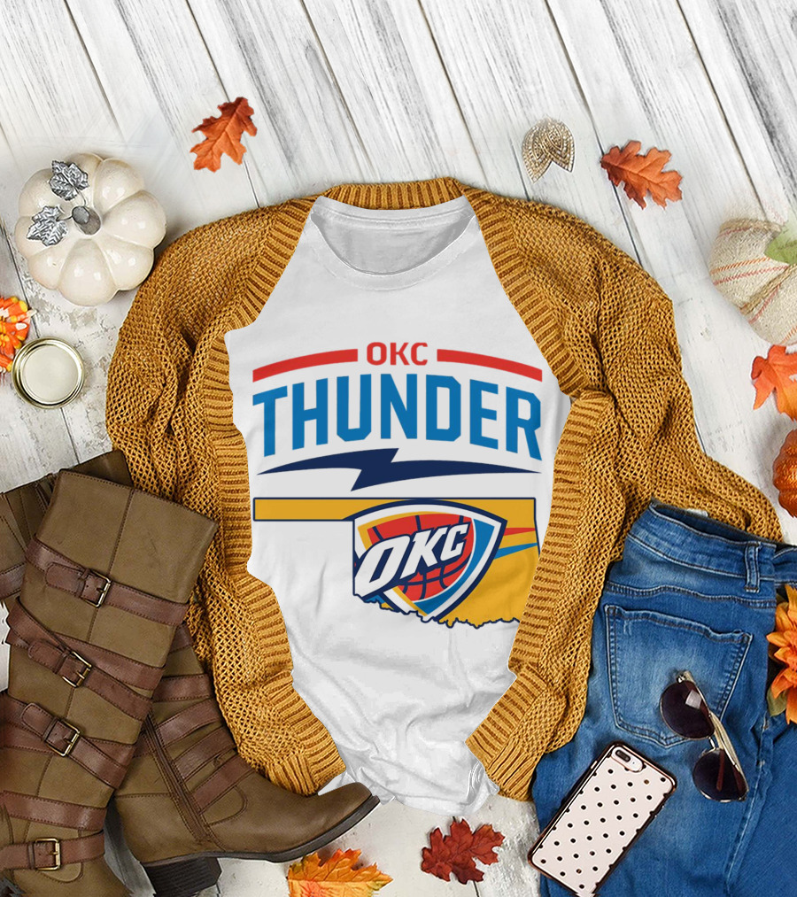 OKC Thunder Basketball Oklahoma Map T-Shirt