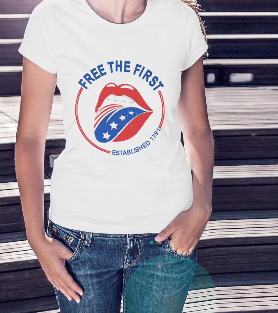 Free The First Red Lips Stars Established 1791 T-Shirt