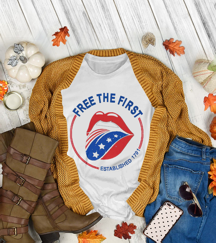 Free the First Red Lips Stars Established 1791 T-Shirt