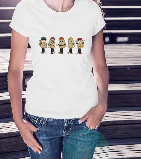 Classic 80s Night Themed Potato Friends Posing T-Shirt