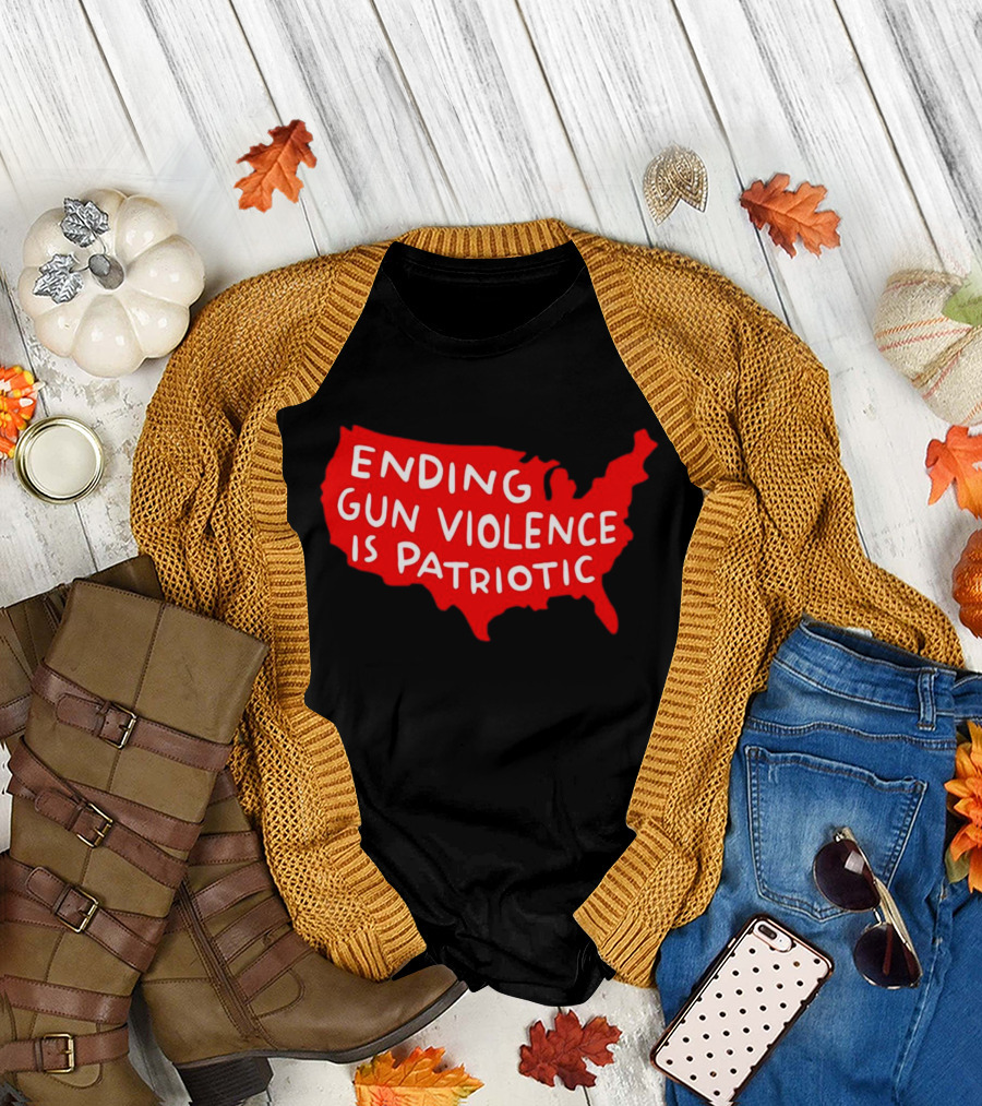 Ending Gun Violence is Patriotic Red USA Map T-Shirt