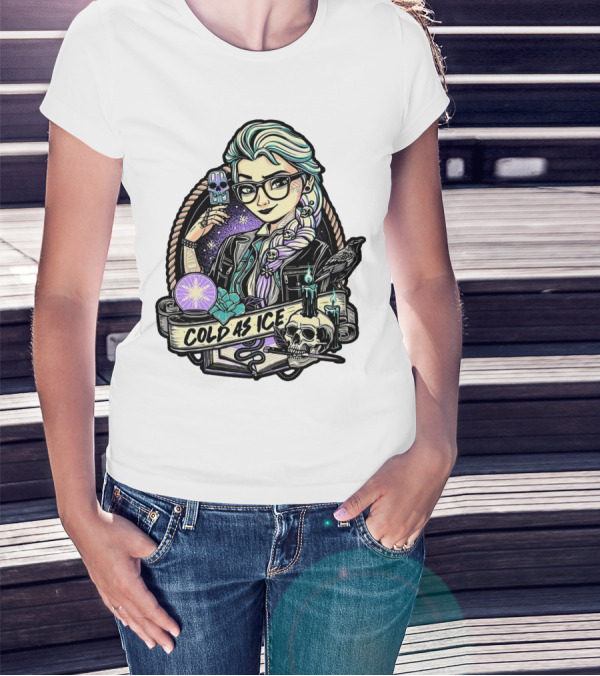 Frozen Elsa Cold As Ice Skull Raven Gothic Elements T-Shirt