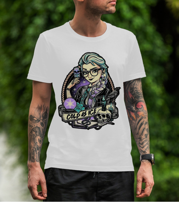 Frozen Elsa Cold As Ice Skull Raven Gothic Elements T-Shirt