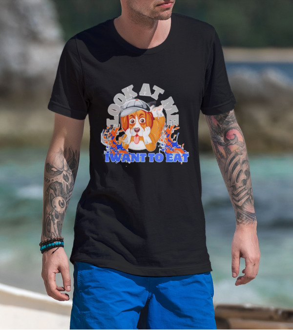 Look At Me I Want To Eat Cute Dog With Cap Splash Graphics T-Shirt