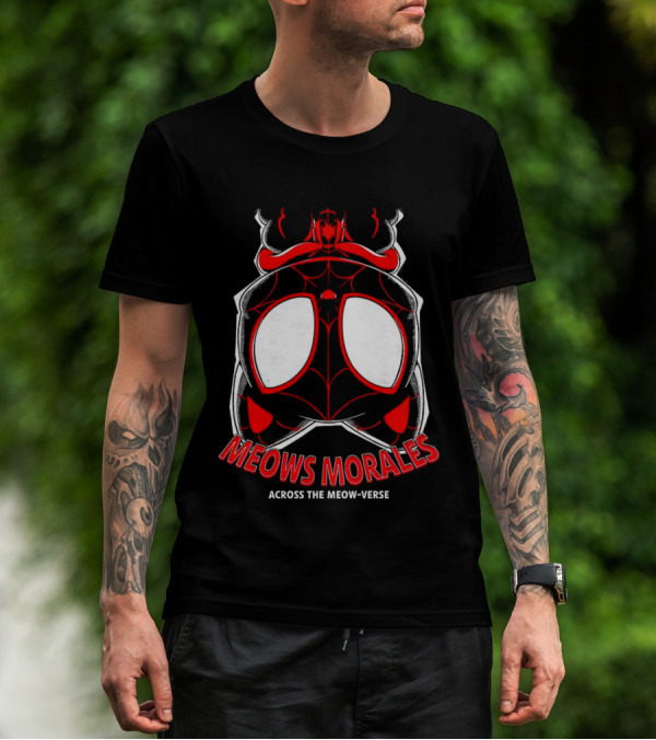 Meows Morales Across The Meow-Verse Spider Cat Mask T-Shirt