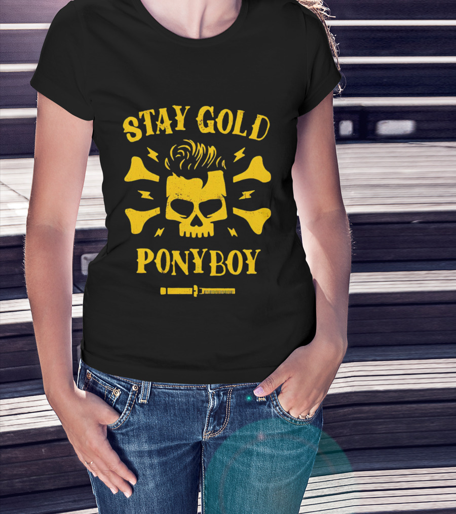 Stay Gold Ponyboy Skull With Comb And Bones T-Shirt