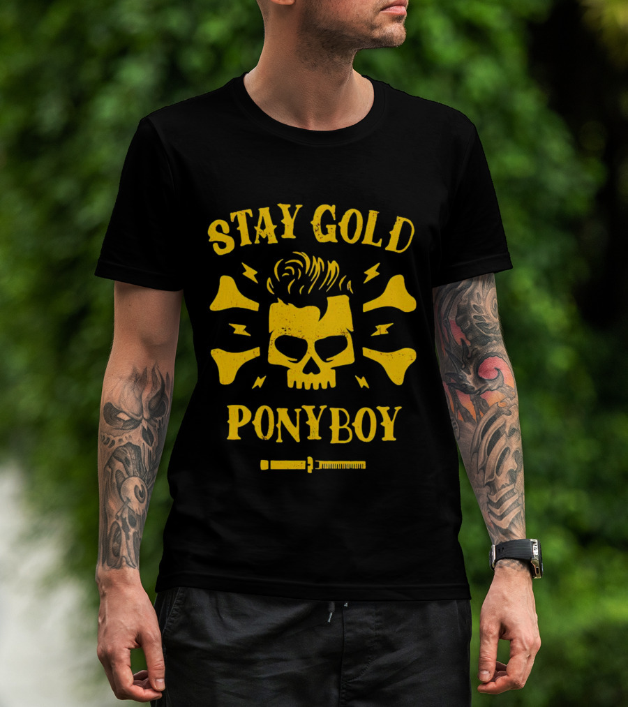 Stay Gold Ponyboy Skull With Comb And Bones T-Shirt