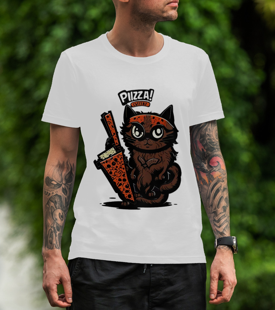 Pizza Cat Cattfat Meow That's A Good Slice T-Shirt