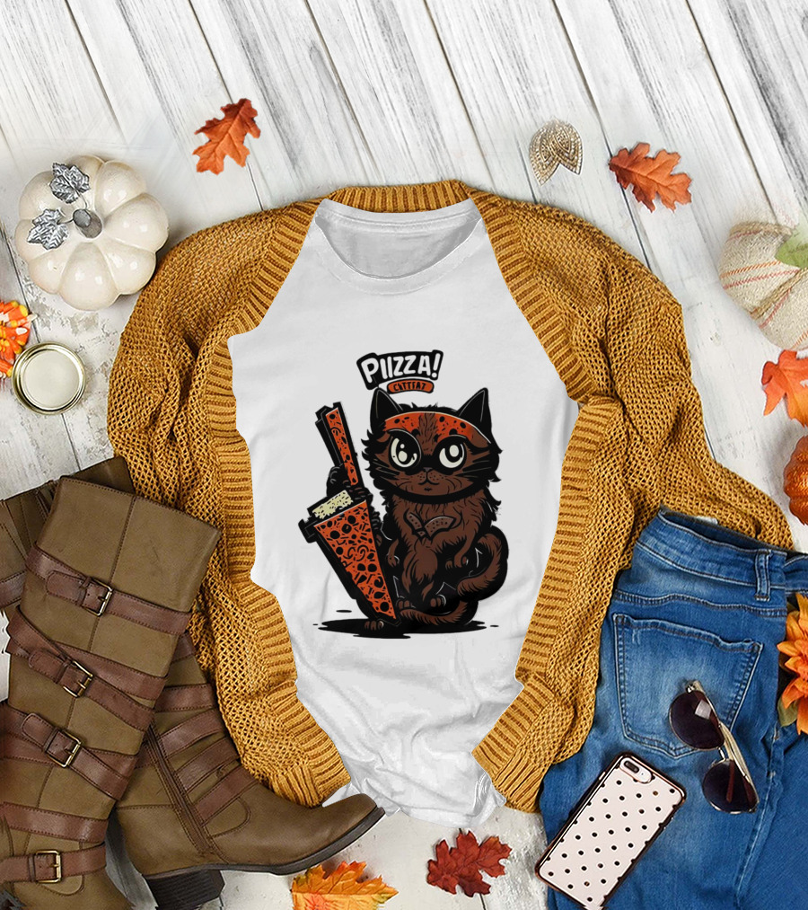 Pizza Cat Cattfat Meow That's a Good Slice T-Shirt