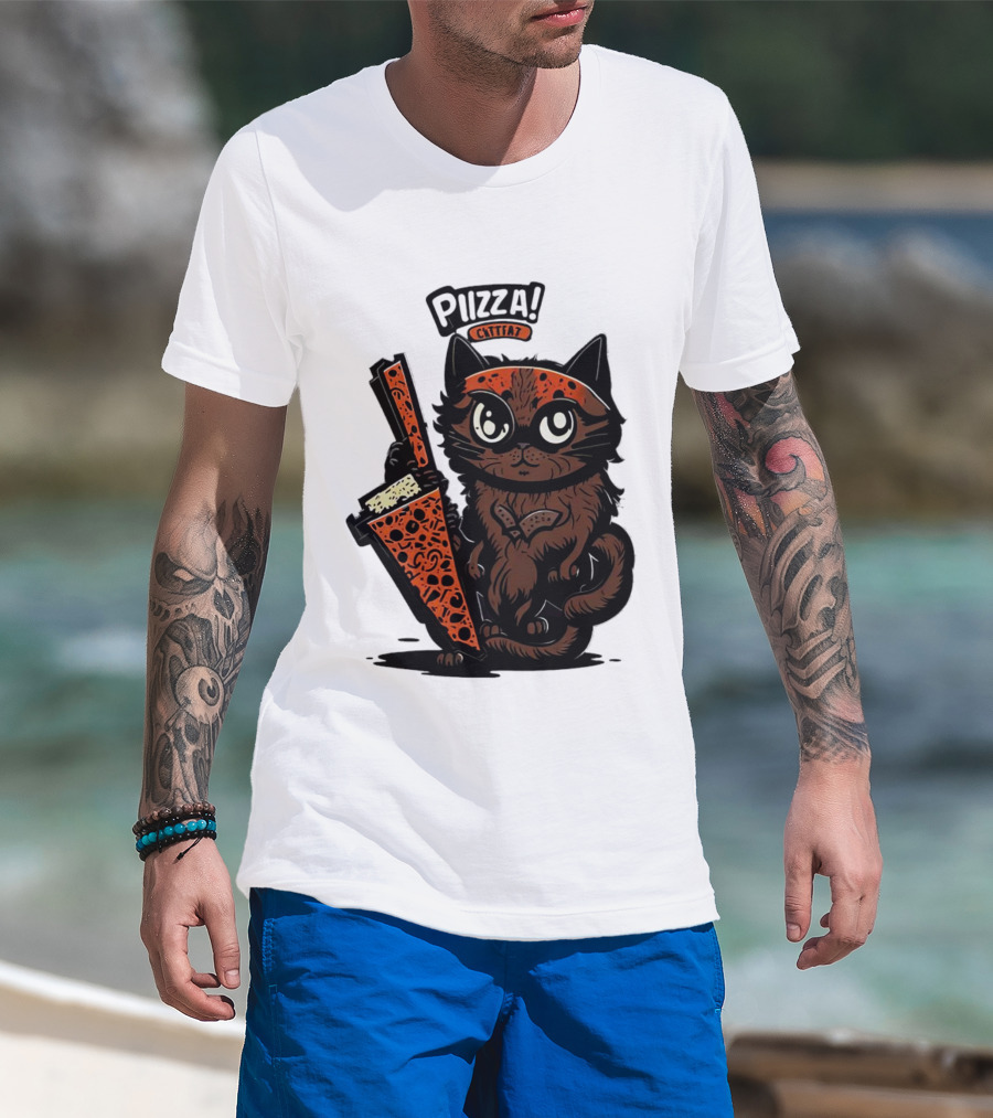 Pizza Cat Cattfat Meow That's A Good Slice T-Shirt