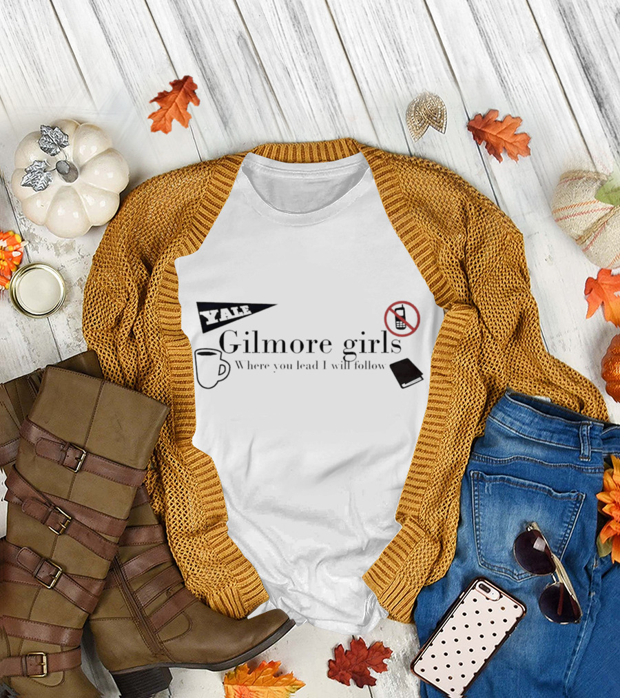 Yale Gilmore Girls Where You Lead I Will Follow Coffee No Phone Book T-Shirt