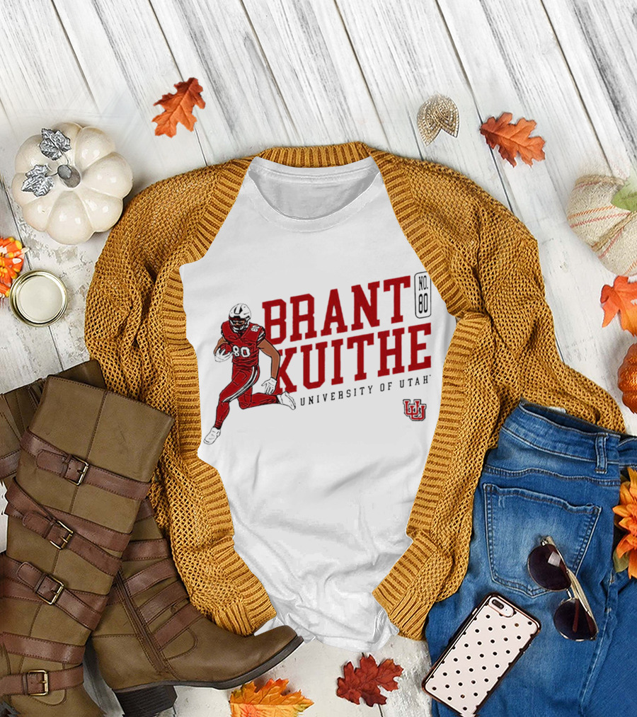 Brant Kuithe No. 80 University of Utah Utes Football Caricature T-Shirt