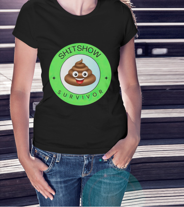 Shitshow Survivor Poop Emoji Circle Emblem T-Shirt
