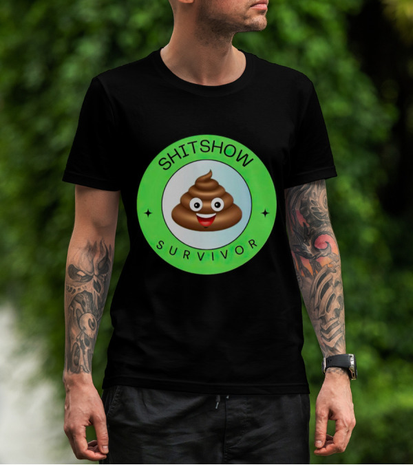 Shitshow Survivor Poop Emoji Circle Emblem T-Shirt