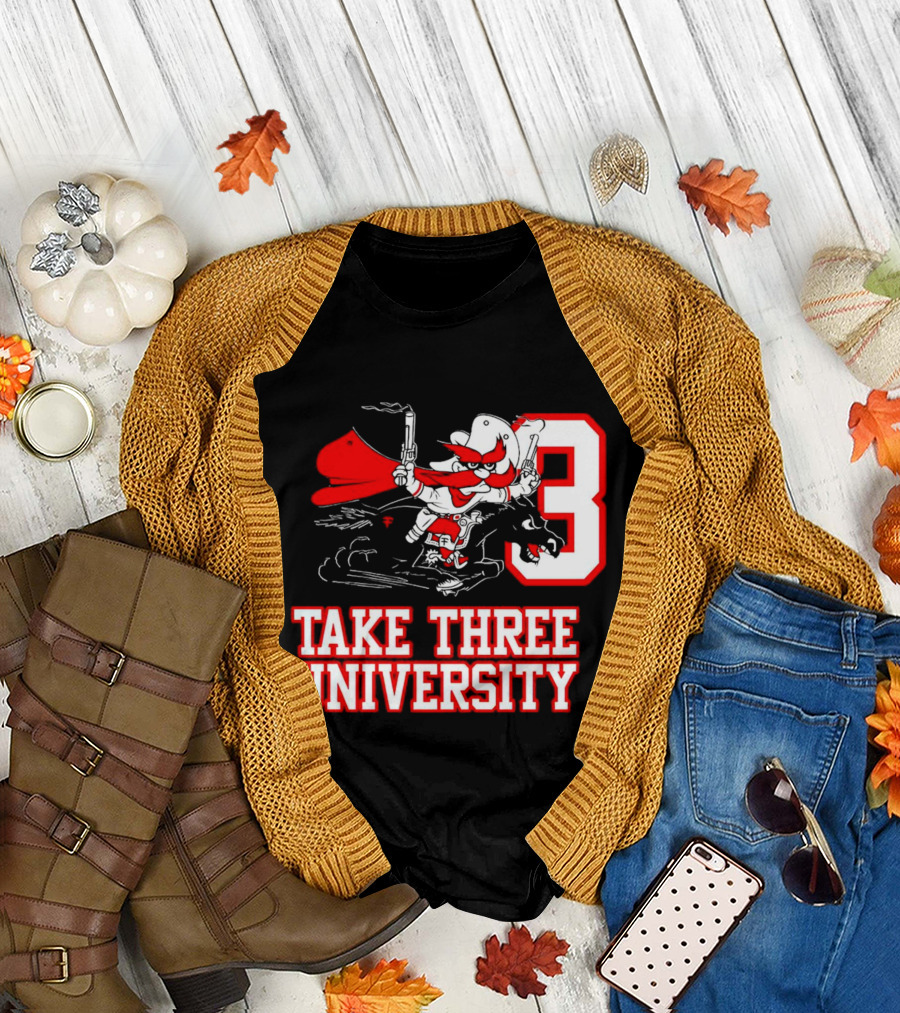 Joey Mcguire Take Three University Red Raider Character Number 3 T-Shirt