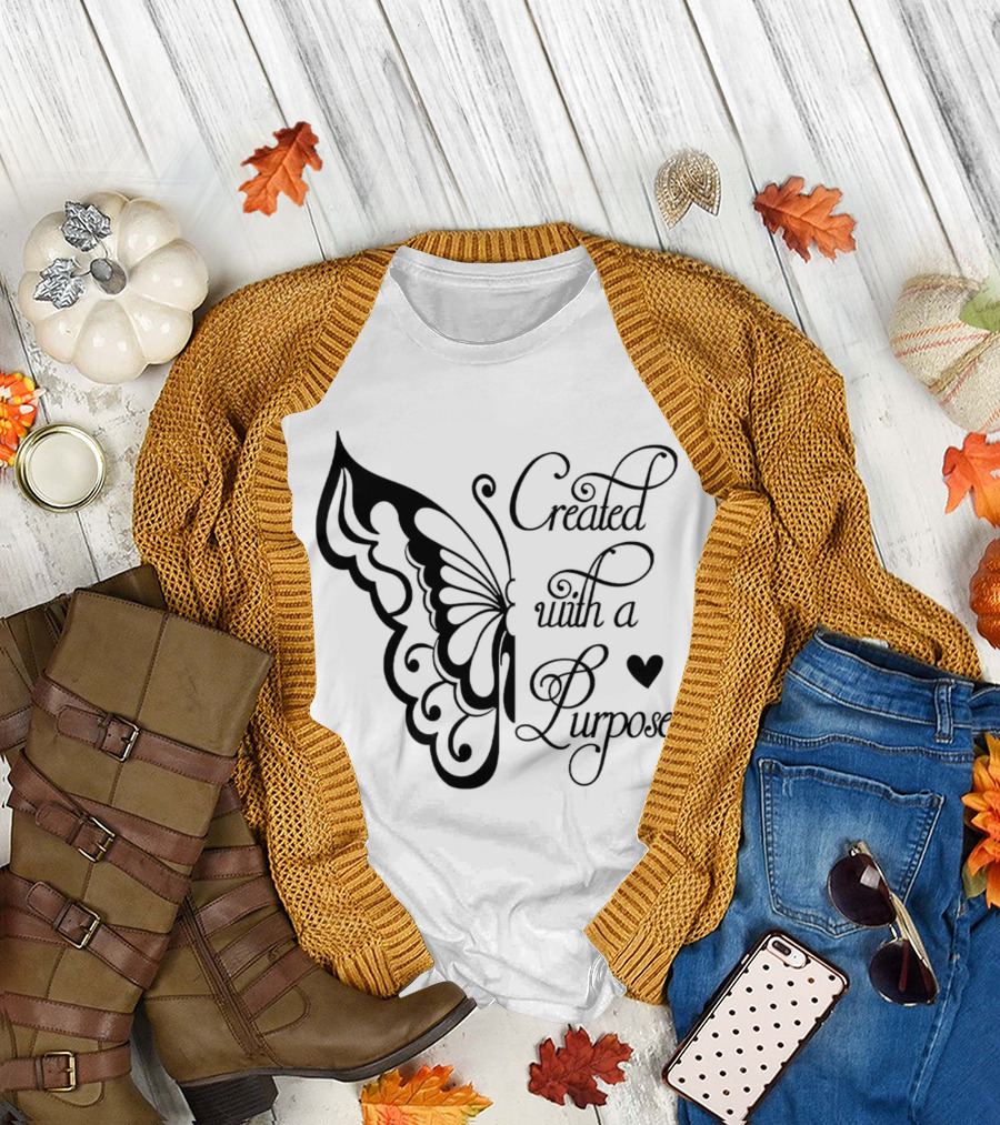 Created with a Purpose Butterfly Heart T-Shirt