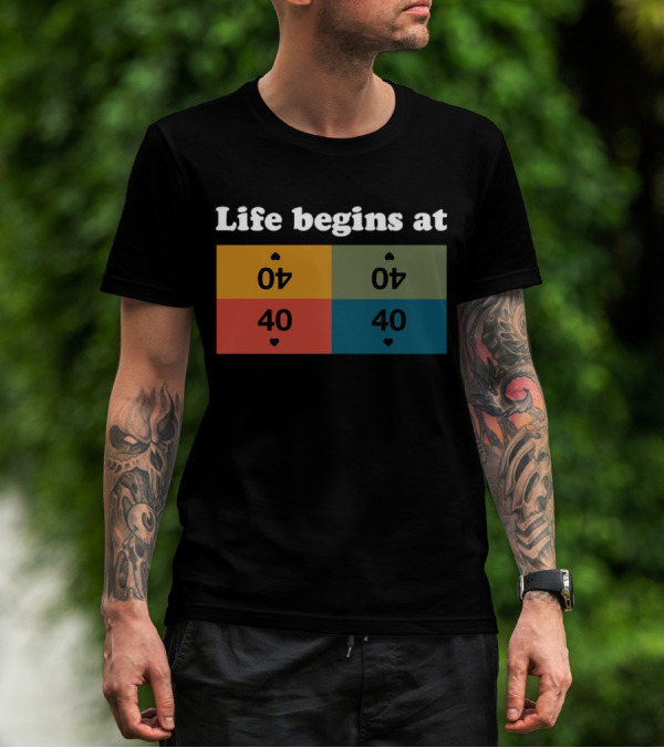 Life Begins At Commander Sphere 40 Spade Heart Cards T-Shirt