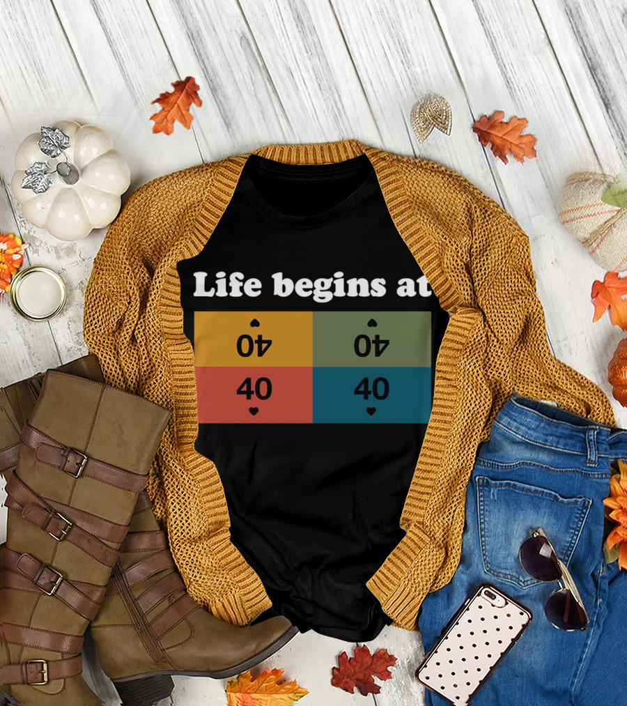 Life Begins at Commander Sphere 40 Spade Heart Cards T-Shirt