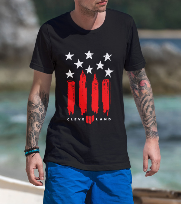 Cleveland USA Land Stars And Stripes Skyline T-Shirt