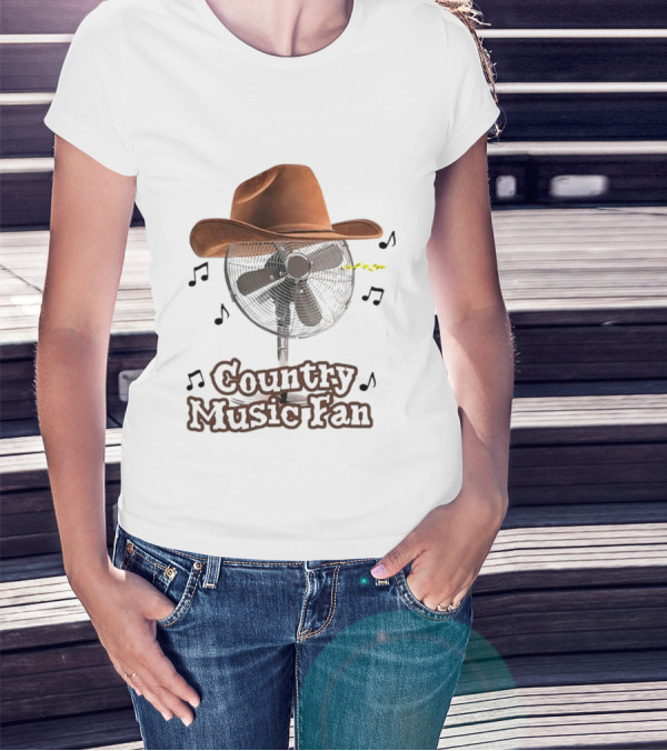 Cowboy Hat And Musical Notes On Fan Featuring Country Music Fan T-Shirt