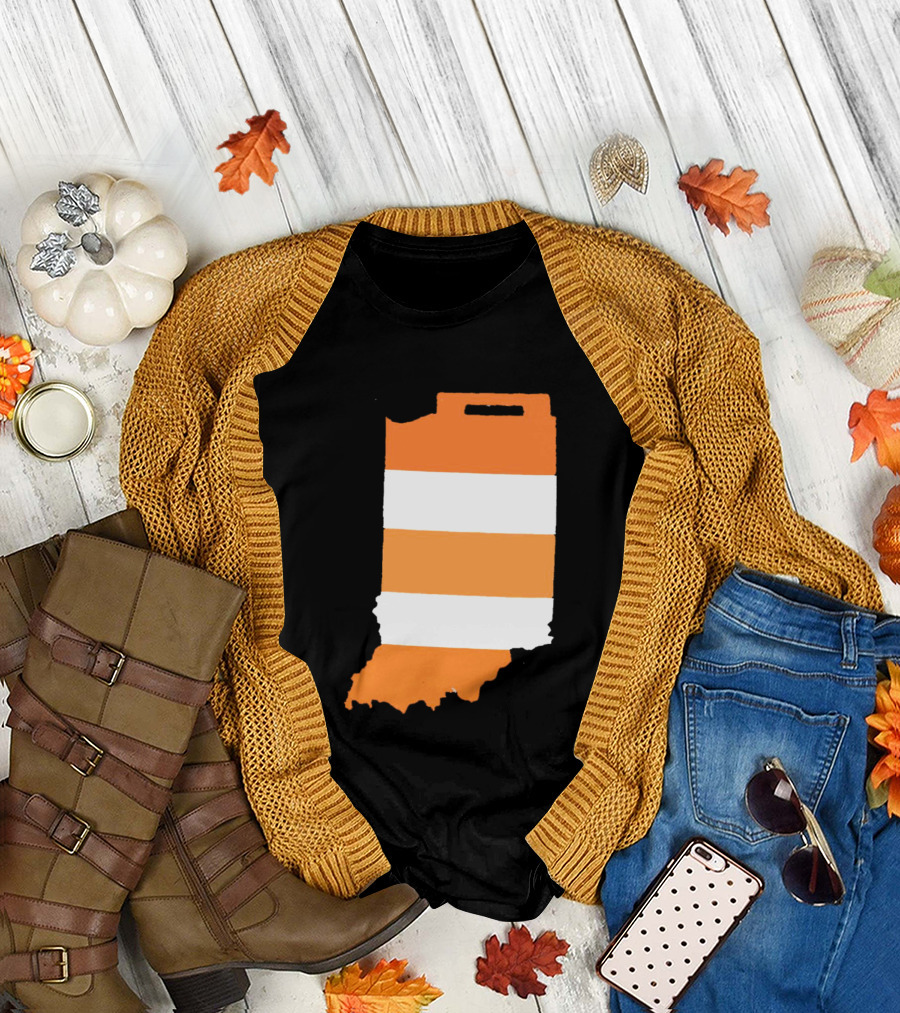 Indiana Under Construction Traffic Barrel Shape T-Shirt