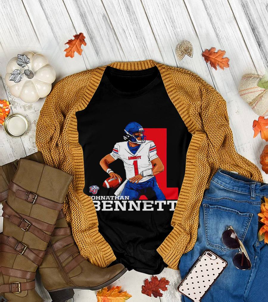 Johnathan Bennett Liberty Flames NCAA Football Quarterback Caricature T-Shirt