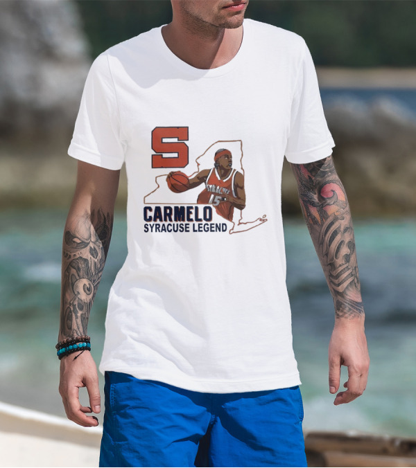 Carmelo Anthony Syracuse Legend Basketball Orange Number 15 T-Shirt