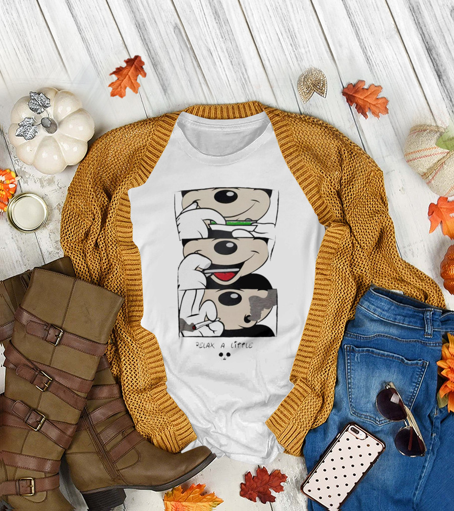 Mickey Relax a Little Smoking Cartoon Comic Strip T-Shirt