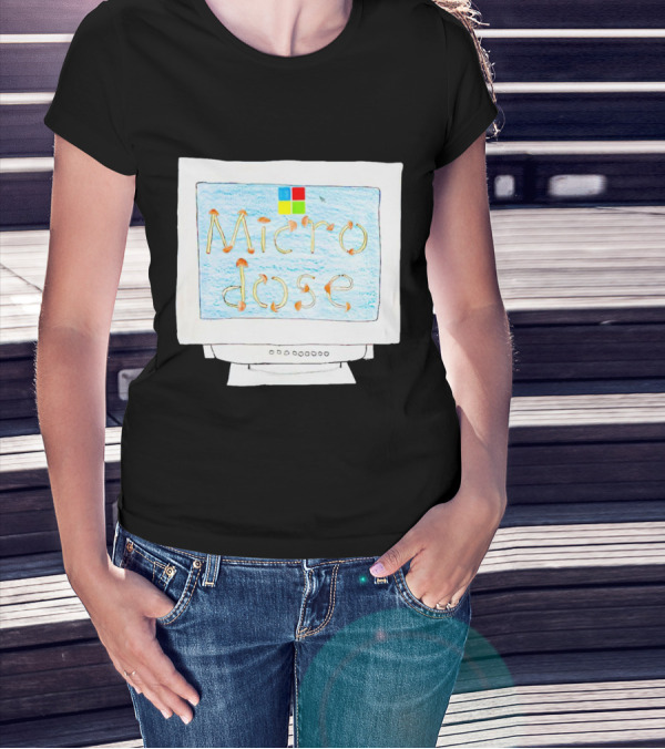 Microdose Windows Parody With Magic Mushrooms On Vintage Computer Screen T-Shirt