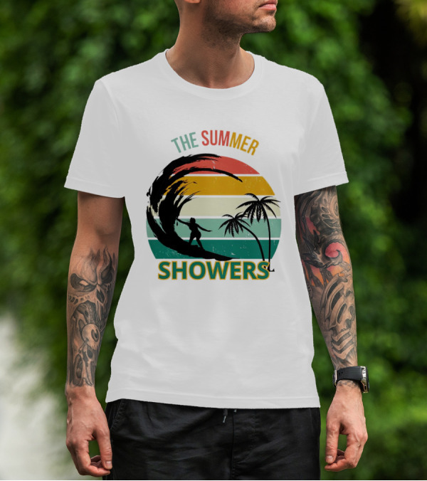 The Summer Showers Surfing Vintage Stripes T-Shirt