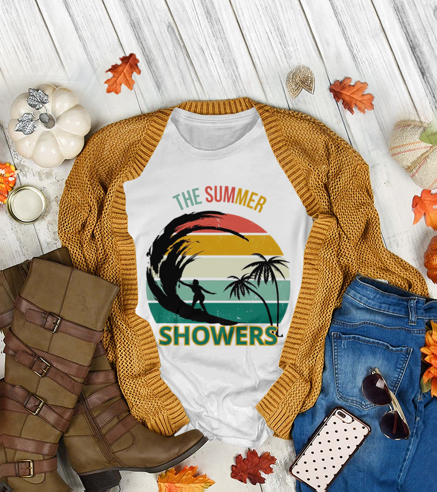The Summer Showers Surfing Vintage Stripes T-Shirt