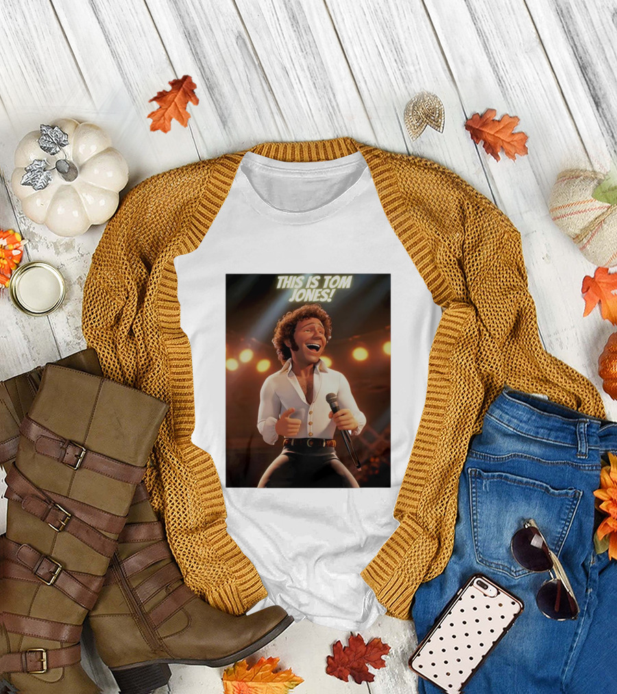 THIS IS TOM JONES Animated Character Holding Microphone Singing T-Shirt