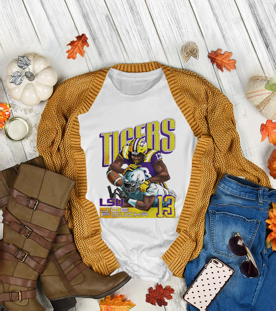 LSU Tigers Joe Foucha 13 Football Tackle T-Shirt