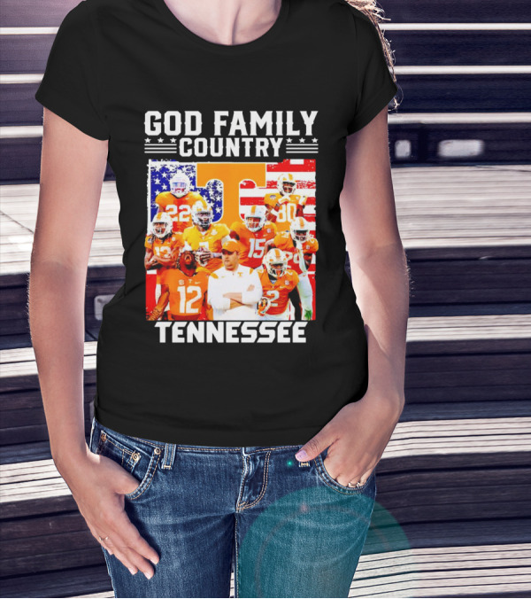God Family Country Tennessee Volunteers Football American Flag T-Shirt