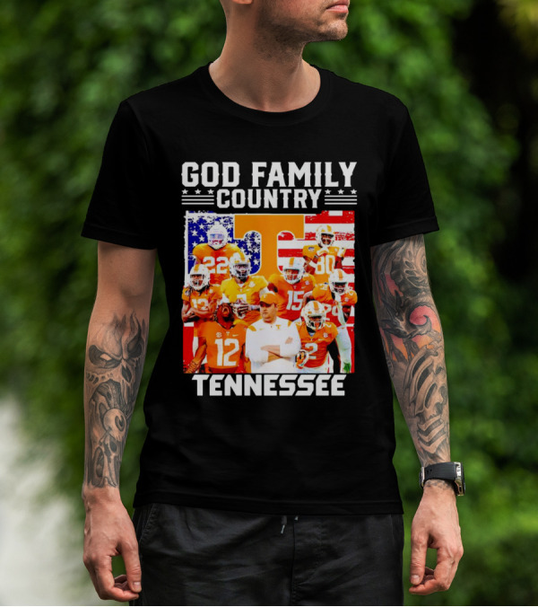 God Family Country Tennessee Volunteers Football American Flag T-Shirt