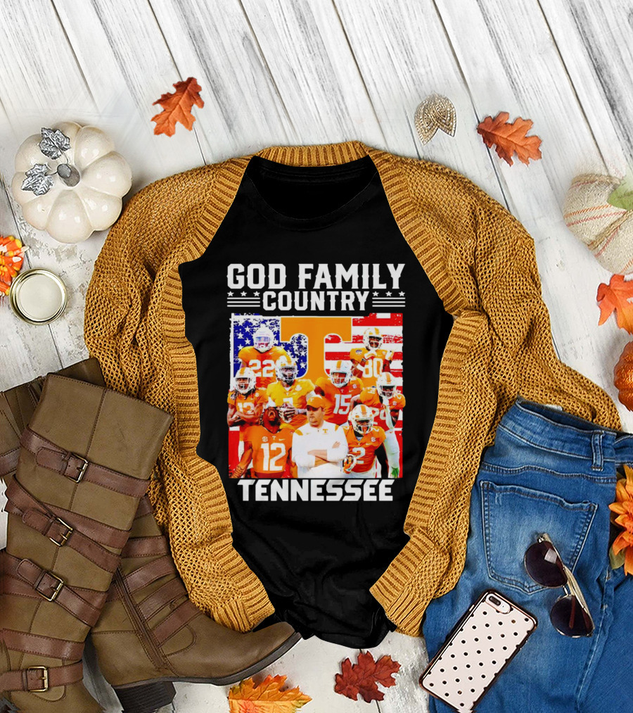 God Family Country Tennessee Volunteers Football American Flag T-Shirt