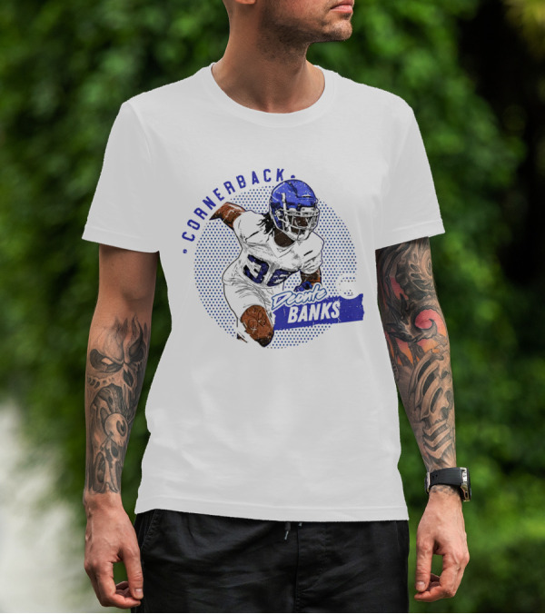 Deonte Banks New York Giants Cornerback Dots Blue Football Player T-Shirt
