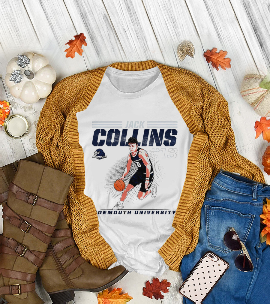Jack Collins Monmouth University Basketball Number 13 Caricature T-Shirt