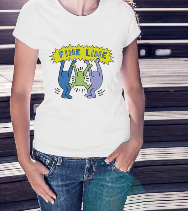 Fine Line Colorful Figures In Haring T-Shirt