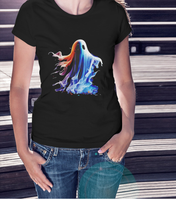Ghost Halloween Vivid Colorful Abstract Specter T-Shirt