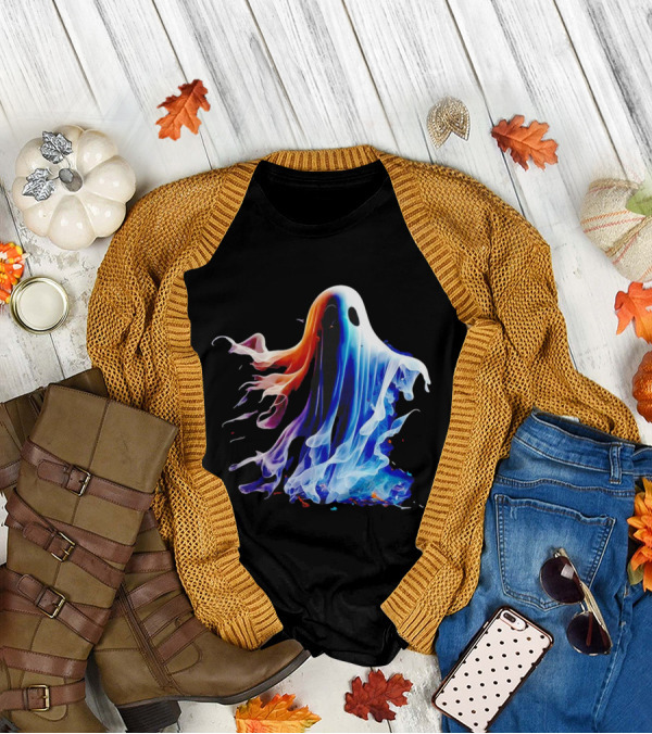 Ghost Halloween Vivid Colorful Abstract Specter T-Shirt