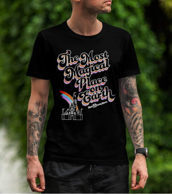 Walt Disney World The Most Magical Place On Earth With Castle And Rainbow T-Shirt